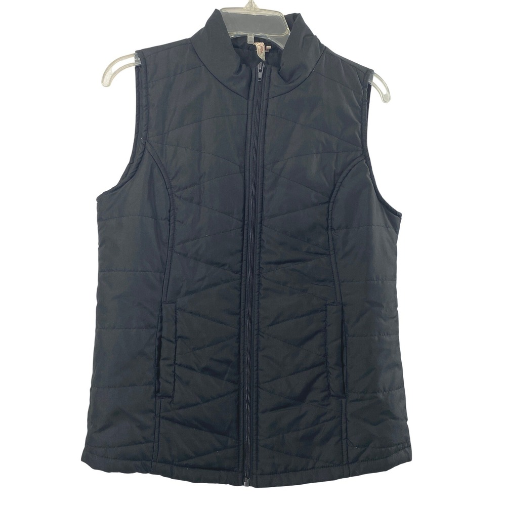 Red Camel Vest Womens Medium Black Puffer Quilted Full Zip Sleeveless Gorpcore